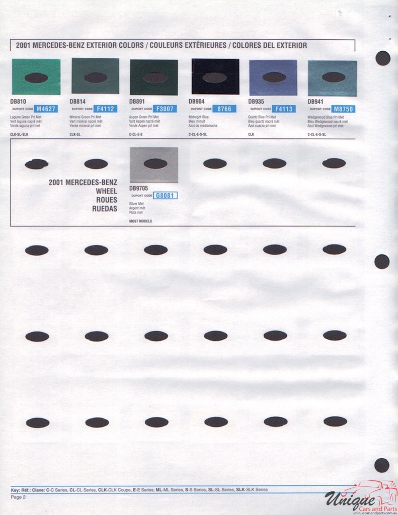 2001 Mercedes-Benz Paint Charts DuPont 2